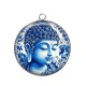 Pendentif Cabochon Argent - bouddha méditation
