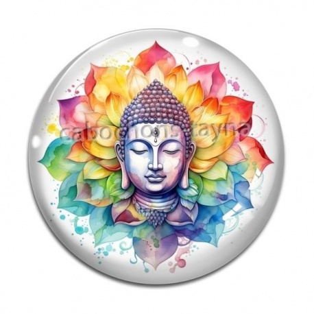 Cabochon Verre - bouddha méditation