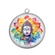 Pendentif Cabochon Argent - bouddha méditation