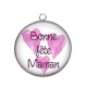 Pendentif Cabochon Argent - bonne fête maman