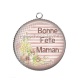 Pendentif Cabochon Argent - bonne fête maman