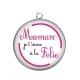Pendentif Cabochon Argent - maman je t'aime à la folie