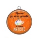Pendentif Cabochon Argent - quand je serais grande je serai artiste
