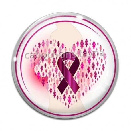 Cabochon Verre - octobre rose