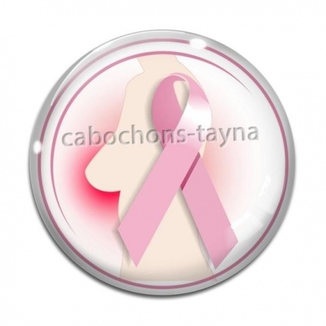 Cabochon Verre - octobre rose
