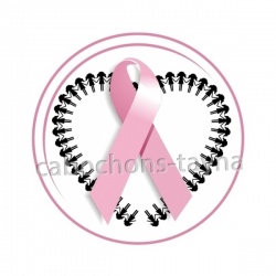 Octobre Rose ruban rose – Cabochon verre ou résine – Badge, porte-clés, magnet, miroir