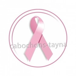 Octobre Rose ruban rose – Cabochon verre ou résine – Badge, porte-clés, magnet, miroir