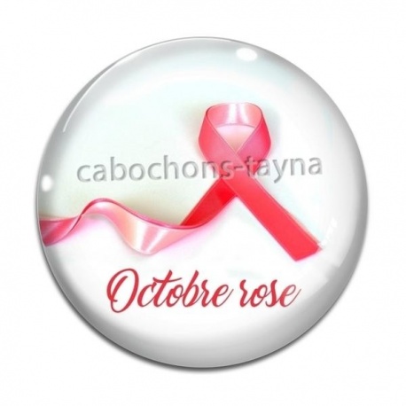Cabochon Verre - octobre rose