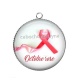 Pendentif Cabochon Argent - octobre rose