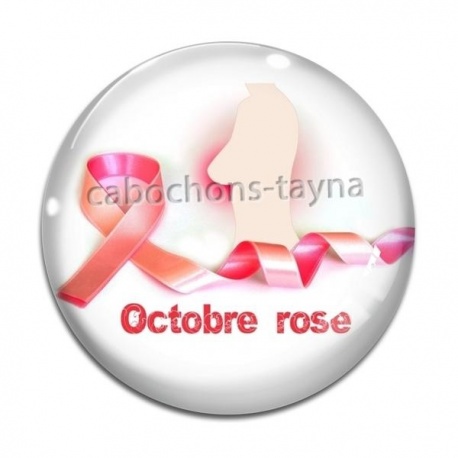 Cabochon Verre - octobre rose