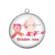 Pendentif Cabochon Argent - octobre rose