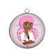 Pendentif Cabochon Argent - octobre rose