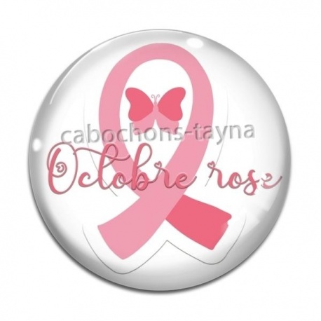 Cabochon Verre - octobre rose