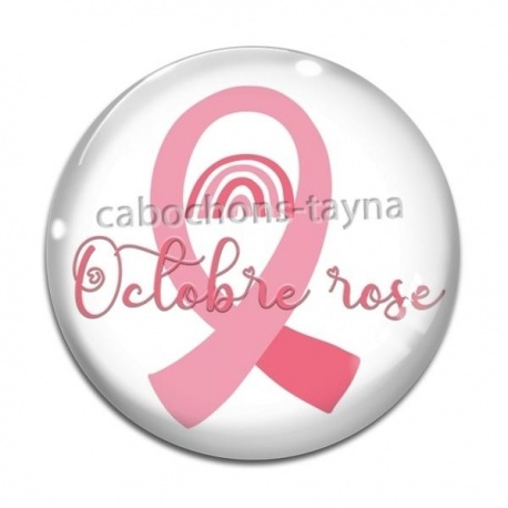 Cabochon Verre - octobre rose