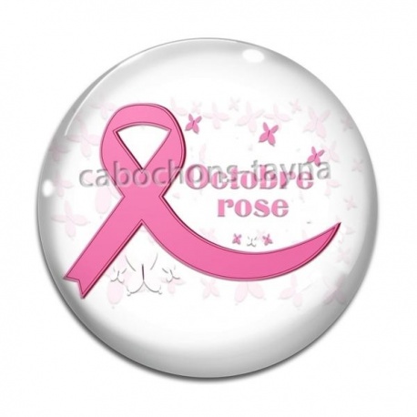 Cabochon Verre - octobre rose