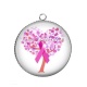 Pendentif Cabochon Argent - octobre rose