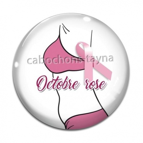 Cabochon Verre - octobre rose