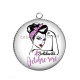Pendentif Cabochon Argent - octobre rose