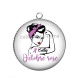 Pendentif Cabochon Argent - votre prénom octobre rose