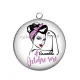Pendentif Cabochon Argent - octobre rose ensemble
