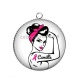 Pendentif Cabochon Argent - votre prénom octobre rose