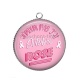 Pendentif Cabochon Argent - j'peux pas j'ai octobre rose