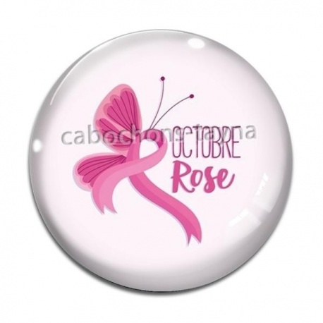 Cabochon Verre - octobre rose