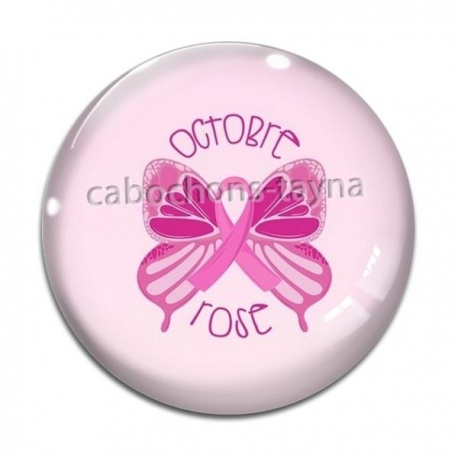 Cabochon Verre - octobre rose