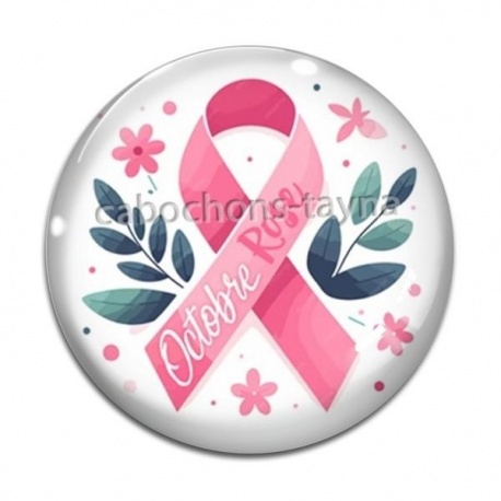 Cabochon Verre - octobre rose