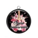 Pendentif Cabochon Argent - joyeux anniversaire