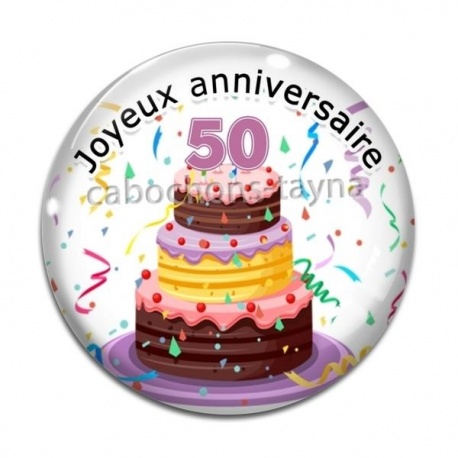 Cabochon Verre - joyeux anniversaire 50 ans