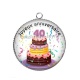 Pendentif Cabochon Argent - joyeux anniversaire 40 ans