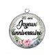 Pendentif Cabochon Argent - joyeux anniversaire 20 ans