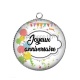 Pendentif Cabochon Argent - joyeux anniversaire