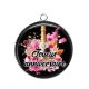 Pendentif Cabochon Argent - joyeux anniversaire