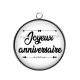 Pendentif Cabochon Argent - joyeux anniversaire