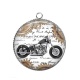 Pendentif Cabochon Argent - moto