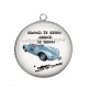 Pendentif Cabochon Argent - quand je serai grand je serai pilote de course