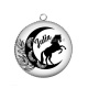 Pendentif Cabochon Argent - prénon équitation