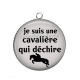 Pendentif Cabochon Argent - je suis une cavalière qui déchire