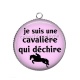 Pendentif Cabochon Argent - je suis une cavalière qui déchire