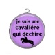 Pendentif Cabochon Argent - je suis une cavalière qui déchire