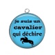 Pendentif Cabochon Argent - je suis un cavalier qui déchire