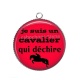 Pendentif Cabochon Argent - je suis un cavalier qui déchire