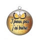 Pendentif Cabochon Argent - j'peux pas j'a bière