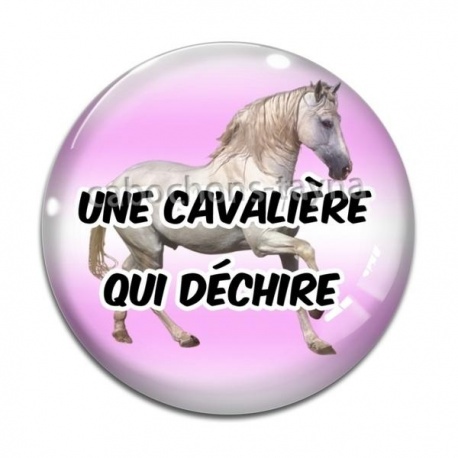 Cabochon Verre - une cavalière qui déchire