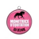 Pendentif Cabochon Argent - monitrice d'équitation qui déchire