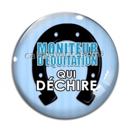Cabochon Verre - moniteur d'équitation qui déchire
