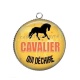 Pendentif Cabochon Argent - cavalier qui déchire