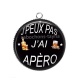 Pendentif Cabochon Argent -  j'peux pas j'a apéro